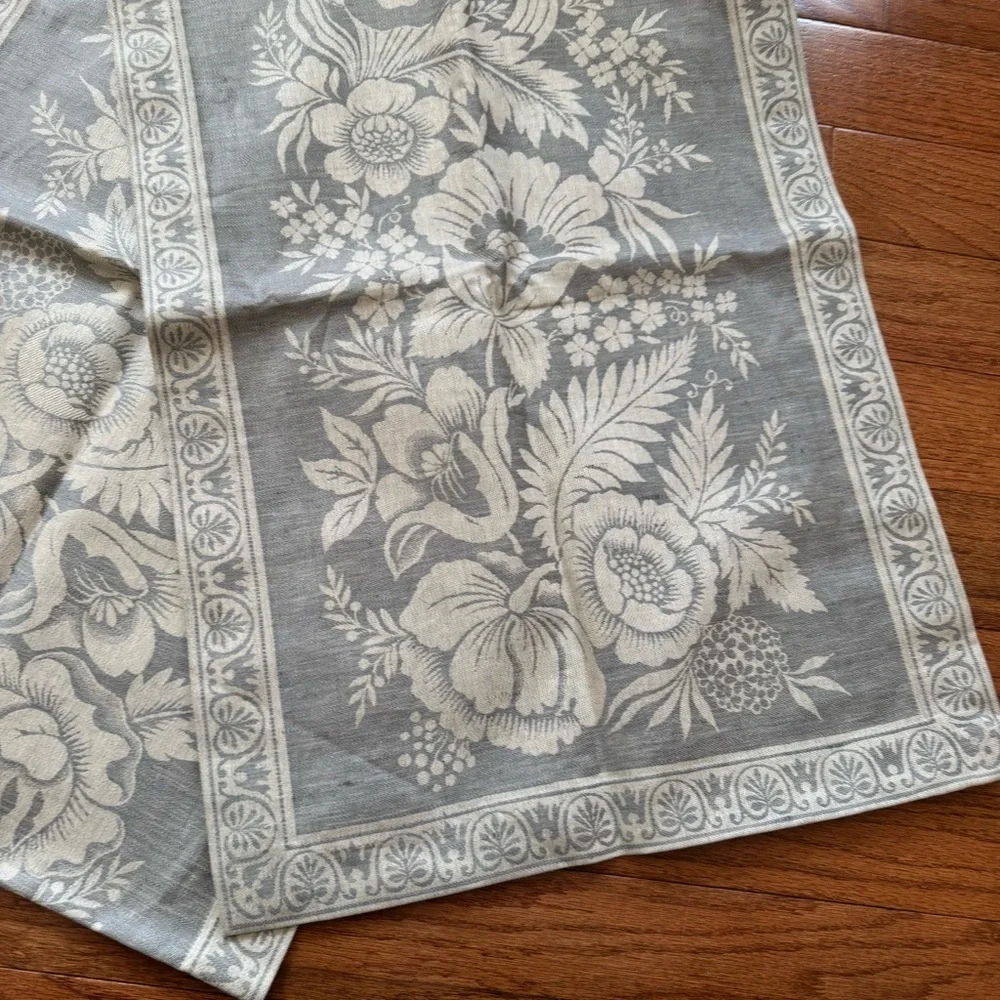Floral Slate Blue Williams Sonoma Table Runner